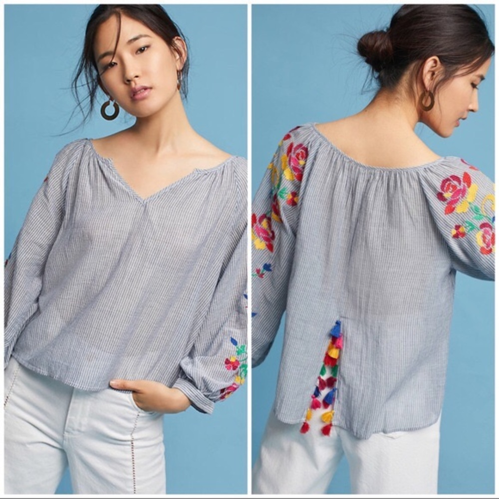 Anthropologie Floreat embroidered blouse small